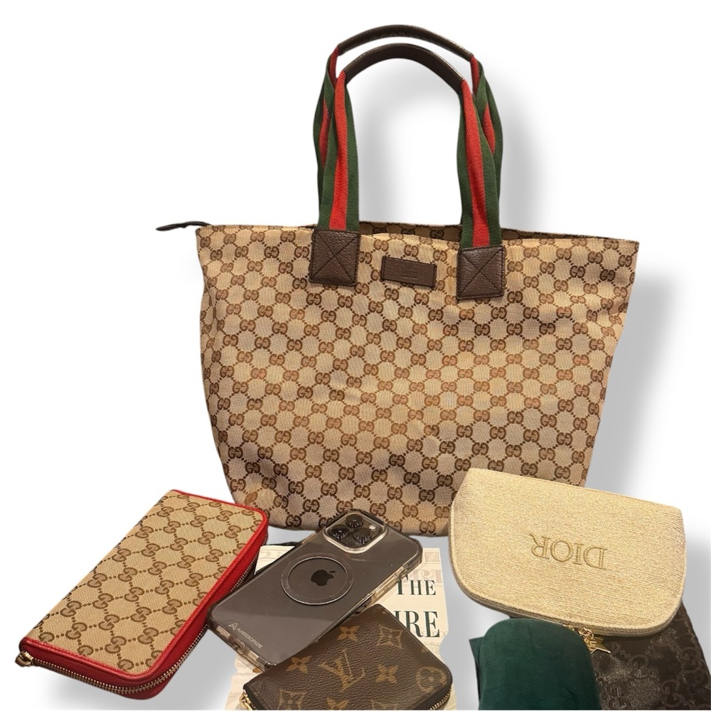 ✨Gucci GG Canvas Leather Tote Bag – Beige/Brown ✨ - Picture 13 of 17